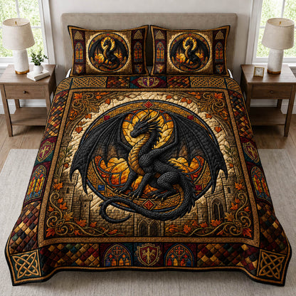 Fantasy Dragon 3-Piece Quilted Bedding Set GFTOLAN554