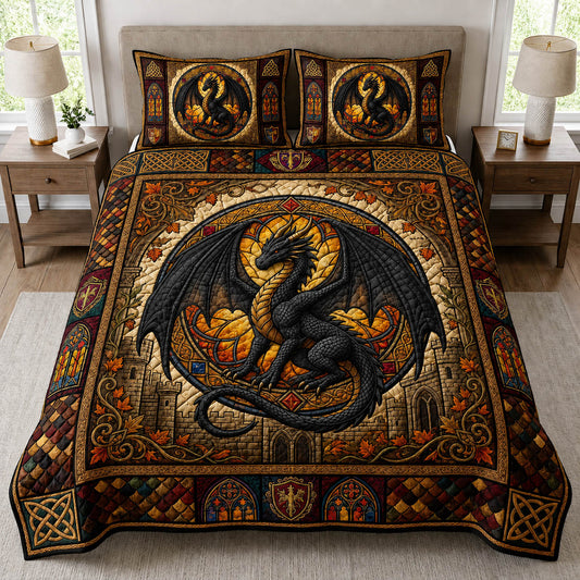 Fantasy Dragon 3-Piece Quilted Bedding Set GFTOLAN554
