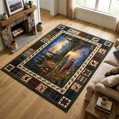 Lakeside Cabin Camping Area Rug GFTOLAN606