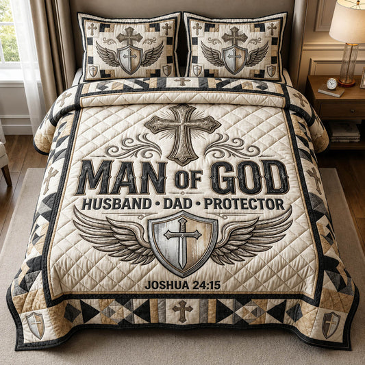 Man Of God 3-Piece Quilted Bedding Set GFTOLAN611