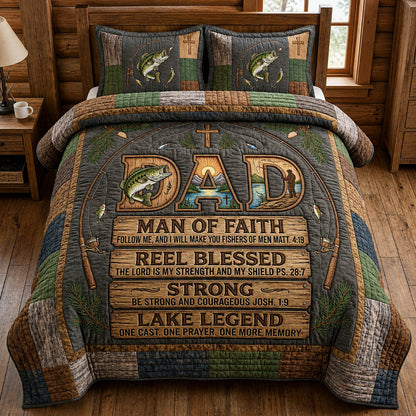 Christian Fishing Dad 3-Piece Quilted Bedding Set GFTOLAN612