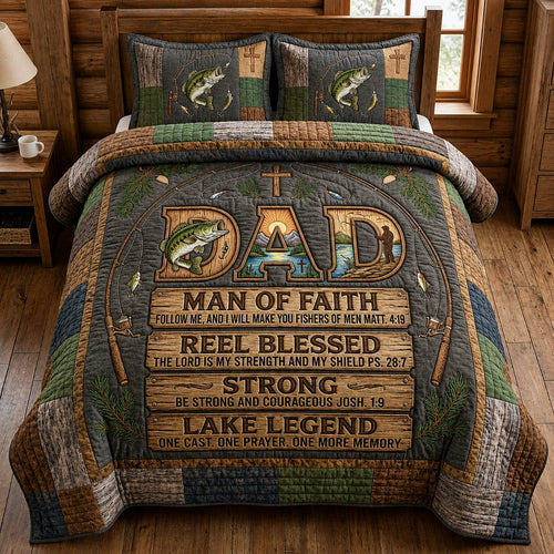Christian Fishing Dad 3-Piece Quilted Bedding Set GFTOLAN612