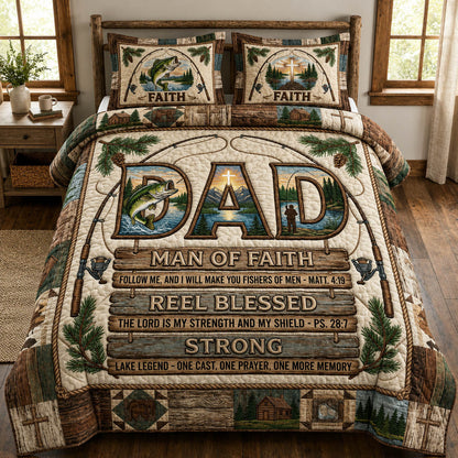 Christian Fishing Dad 3-Piece Quilted Bedding Set GFTOLAN613