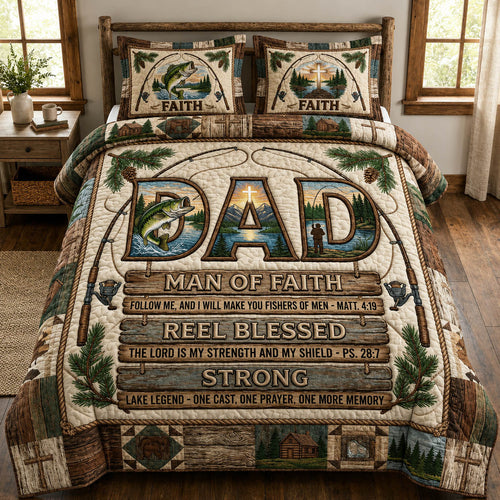 Christian Fishing Dad 3-Piece Quilted Bedding Set GFTOLAN613