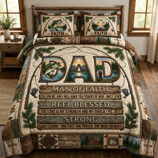 Christian Fishing Dad 3-Piece Quilted Bedding Set GFTOLAN613