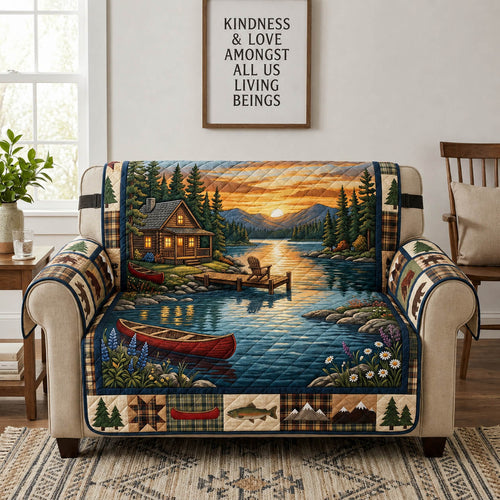 Lakeside Cabin Campfire Quilted Sofa Cover GFTOLAN625