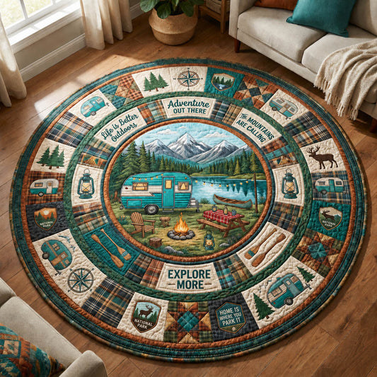 Cozy Cabin Lakeside Quilted Round Mat GFTOLAN635