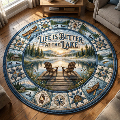 Life Is Better At The Lake Quilted Round Mat GFTOLAN636