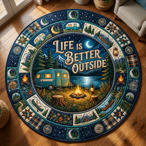 Life Is Better Outside Quilted Round Mat GFTOLAN637