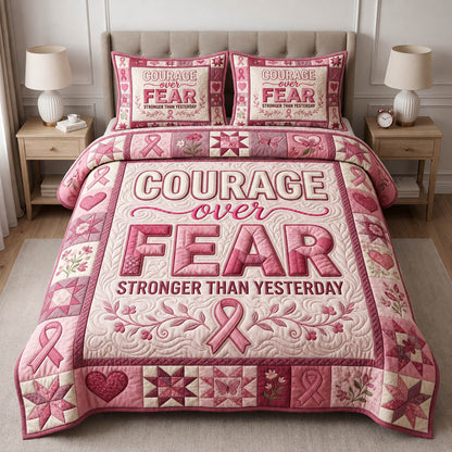 Courage Over Fear 3-Piece Quilted Bedding Set GFTOLAN684