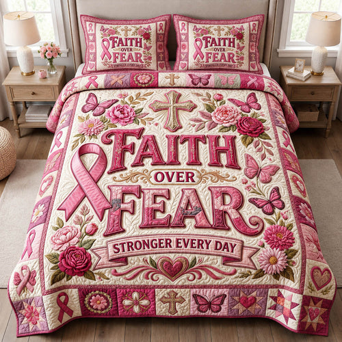 Faith Over Fear 3-Piece Quilted Bedding Set GFTOLAN687