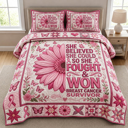 Breast Cancer Survivor 3-Piece Quilted Bedding Set GFTOLAN688