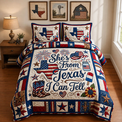 She Is From Texas 3-Piece Quilted Bedding Set GFTOLAN691