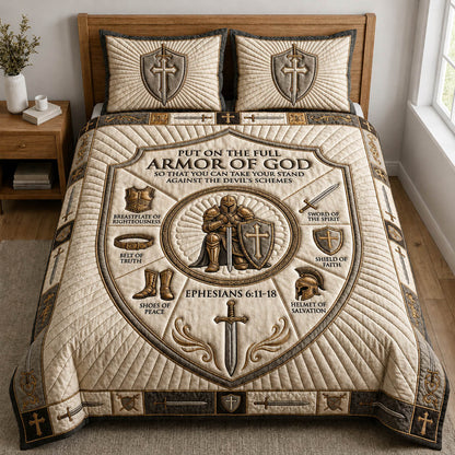 Armor Of God 3-Piece Quilted Bedding Set GFTOLAN736