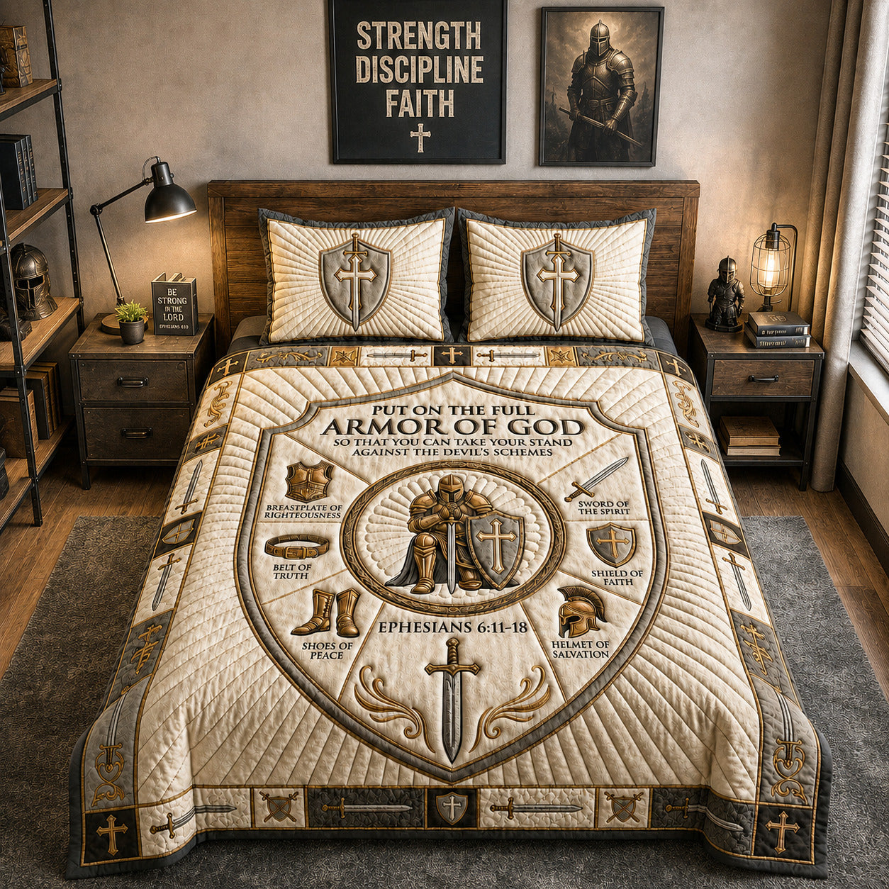 Armor Of God 3-Piece Quilted Bedding Set GFTOLAN736