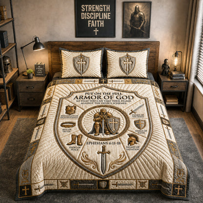 Armor Of God 3-Piece Quilted Bedding Set GFTOLAN736