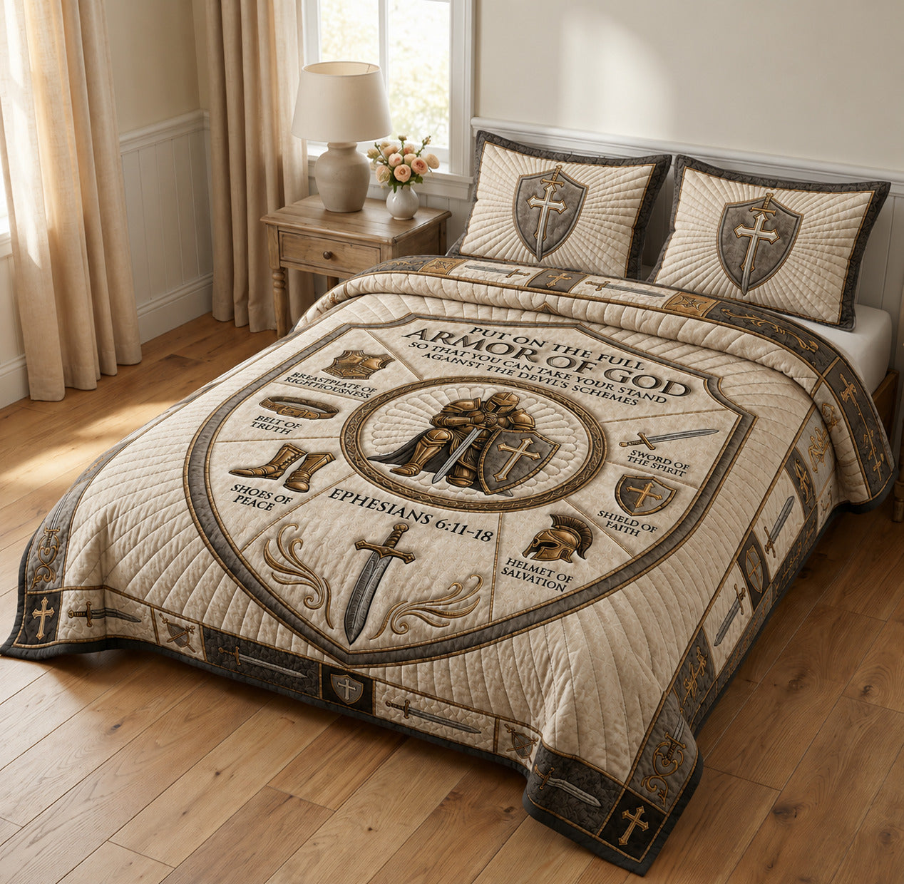 Armor Of God 3-Piece Quilted Bedding Set GFTOLAN736