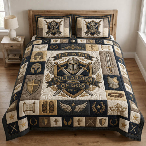 Put On The Full Armor Of God 3-Piece Quilted Bedding Set GFTOLAN742