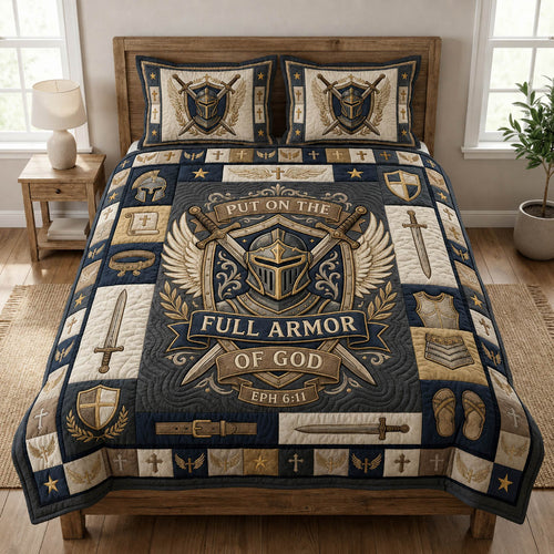 Put On The Full Armor Of God 3-Piece Quilted Bedding Set GFTOLAN743