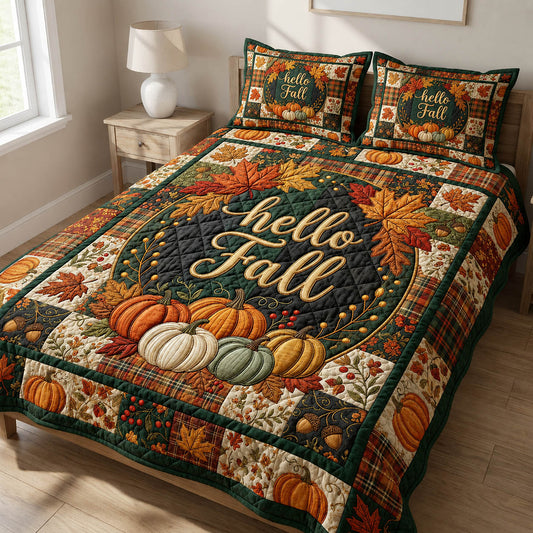Hello Fall 3-Piece Quilted Bedding Set GFTOLAN747