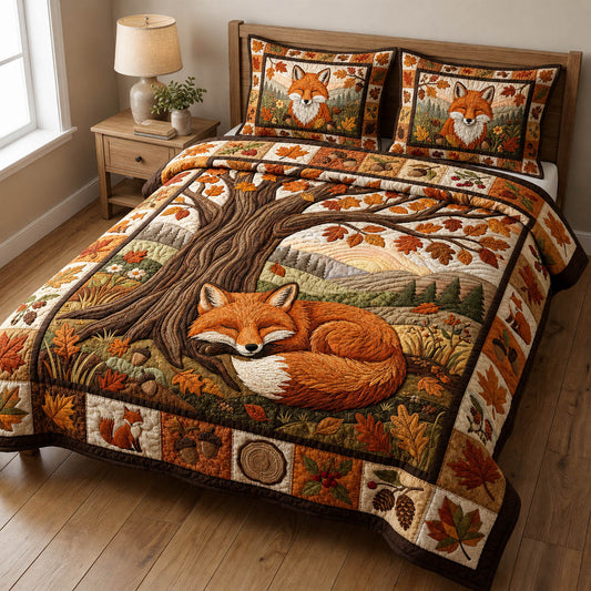 Autumn Fox 3-Piece Quilted Bedding Set GFTOLAN751