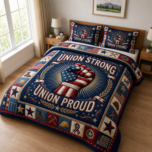 Union Strong Union Proud 3-Piece Quilted Bedding Set GFTOLAN776