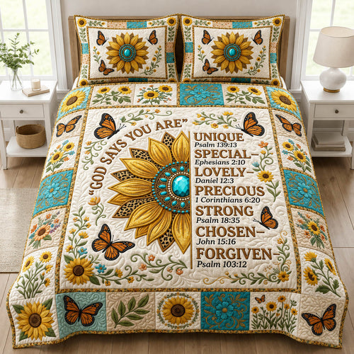 God Says You Are 3-Piece Quilted Bedding Set GFTOLAN787