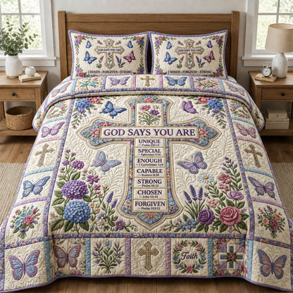 Cross God Says You Are 3-Piece Quilted Bedding Set GFTOLAN790