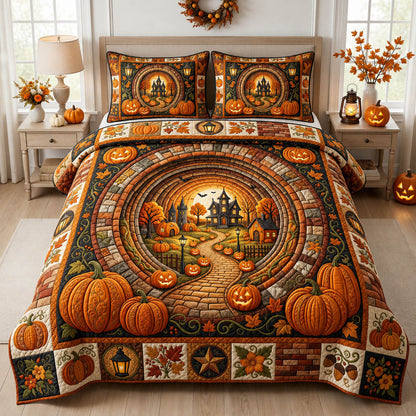 Halloween Pumpkin 3-Piece Quilted Bedding Set GFTOLAN796