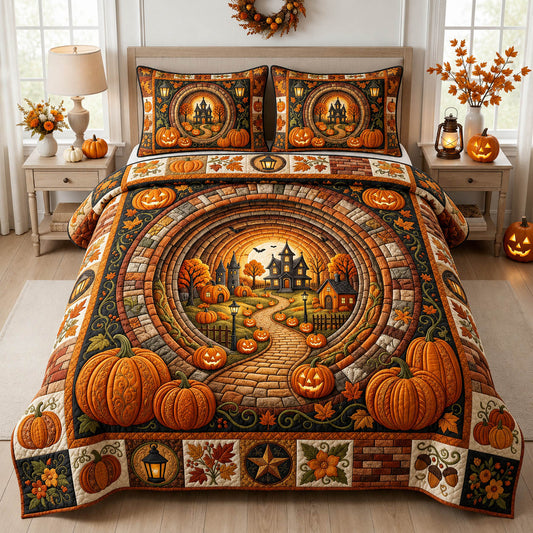Halloween Pumpkin 3-Piece Quilted Bedding Set GFTOLAN796