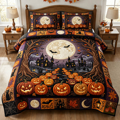 Pumpkin Town Moonlight 3-Piece Quilted Bedding Set GFTOLAN799