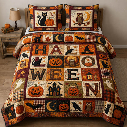 Halloween Patchwork 3-Piece Quilted Bedding Set GFTOLAN931