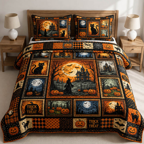 Halloween Patchwork 3-Piece Quilted Bedding Set GFTOLAN932