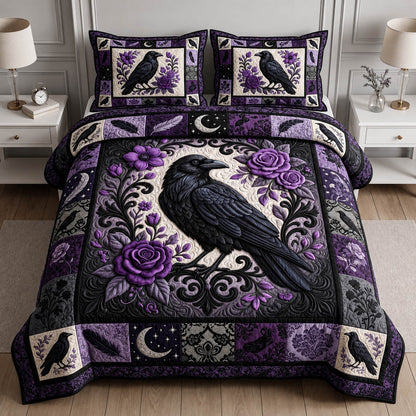 Gothic Raven 3-Piece Quilted Bedding Set GFTOLAN936