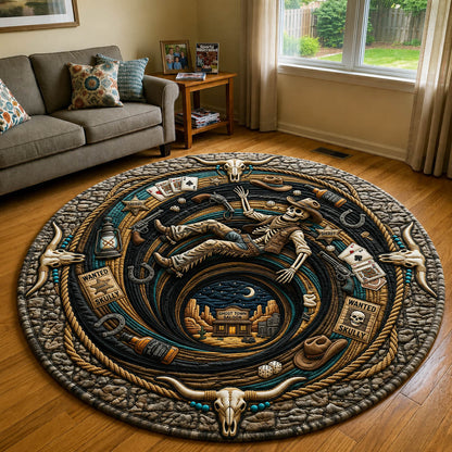 Western Skeleton Falling Quilted Round Mat GFTOLAN962