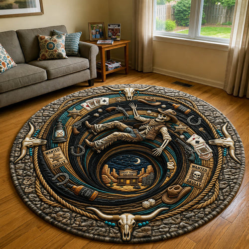 Western Skeleton Falling Quilted Round Mat GFTOLAN962