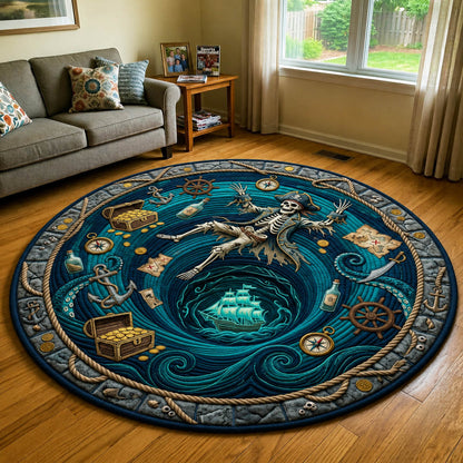 Pirate Skeleton Falling Quilted Round Mat GFTOLAN963