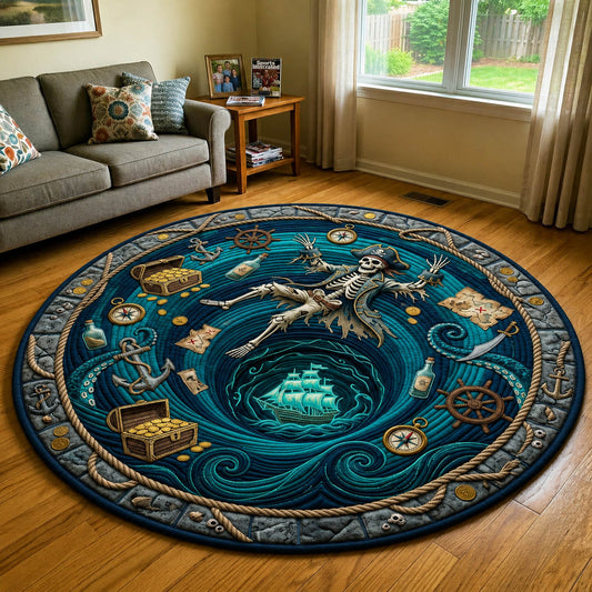 Pirate Skeleton Falling Quilted Round Mat GFTOLAN963