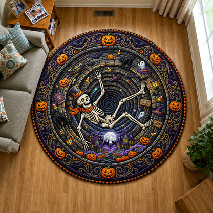 Skeleton Falling To Halloween Town Quilted Round Mat GFTOLAN965
