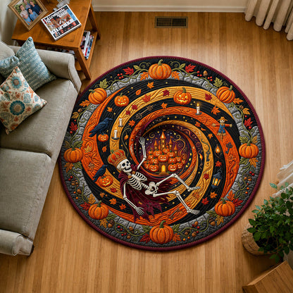 Skeleton Falling To Halloween Town Quilted Round Mat GFTOLAN967