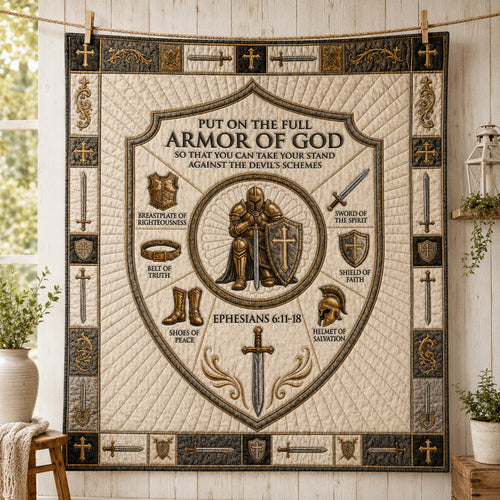Put On The Full Armor Of God Quilted Blanket GFTOLAN968