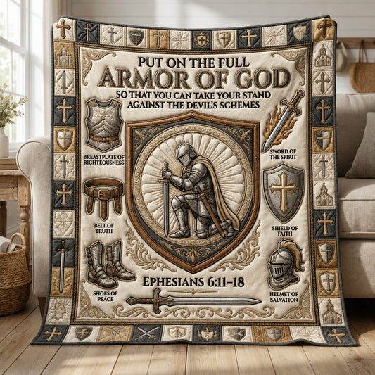 Put On The Full Armor Of God Quilted Blanket GFTOLAN970