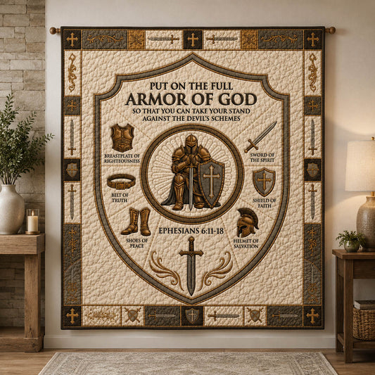 Put On The Full Armor Of God Quilted Blanket GFTOLAN971