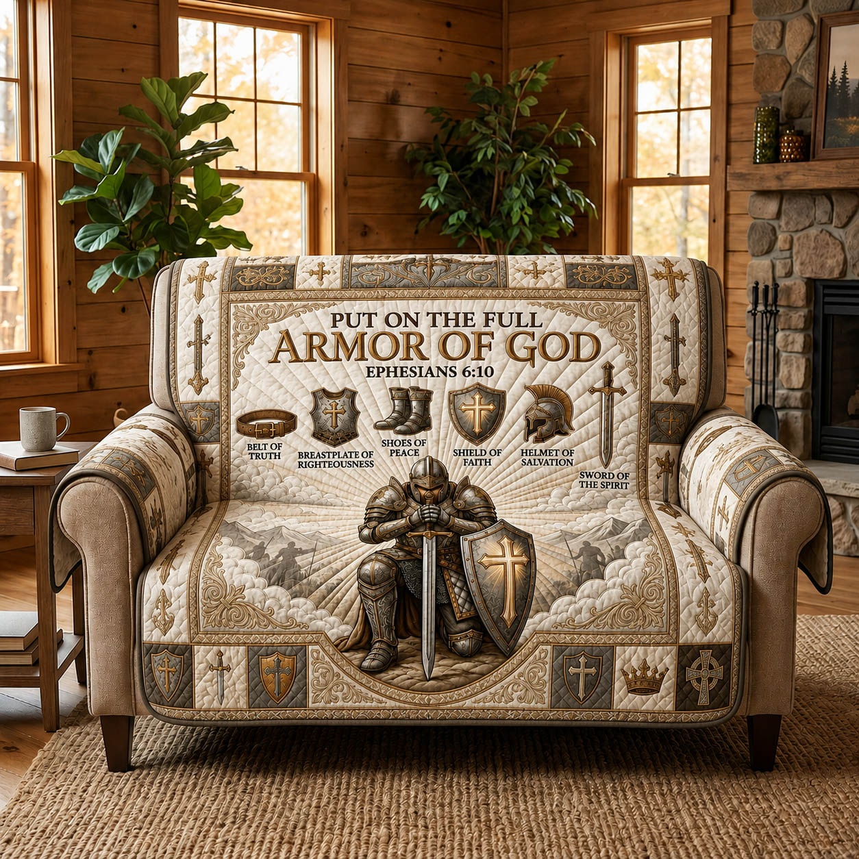 Put On The Full Armor Of God Quilted Sofa Cover GFTOLAN981