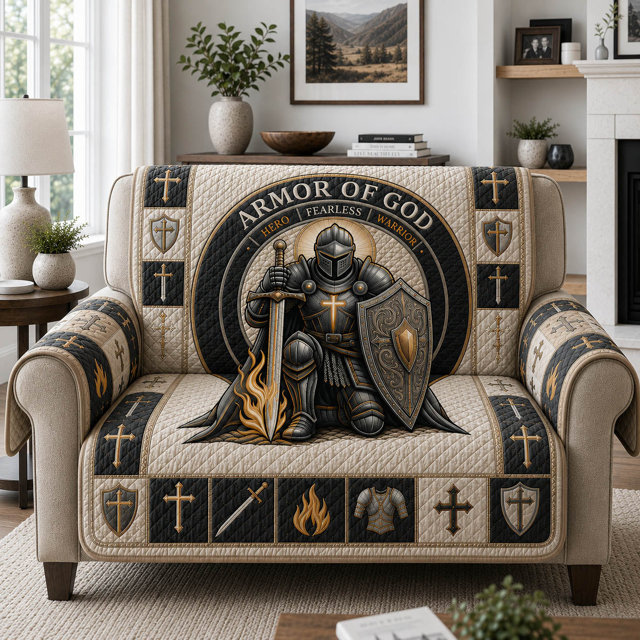Put On The Full Armor Of God Quilted Sofa Cover GFTOLAN982