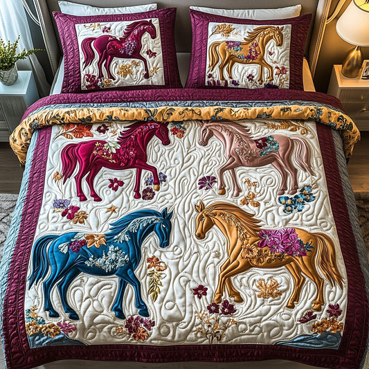 Horse 3-Piece Quilted Bedding Set GFTOMA069