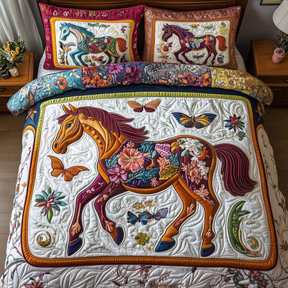 Horse 3-Piece Quilted Bedding Set GFTOMA070