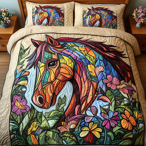 Horse 3-Piece Quilted Bedding Set GFTOMA073