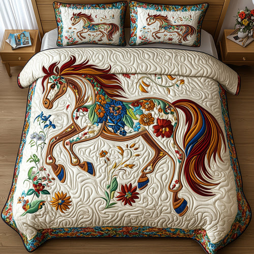 Horse 3-Piece Quilted Bedding Set GFTOMA093