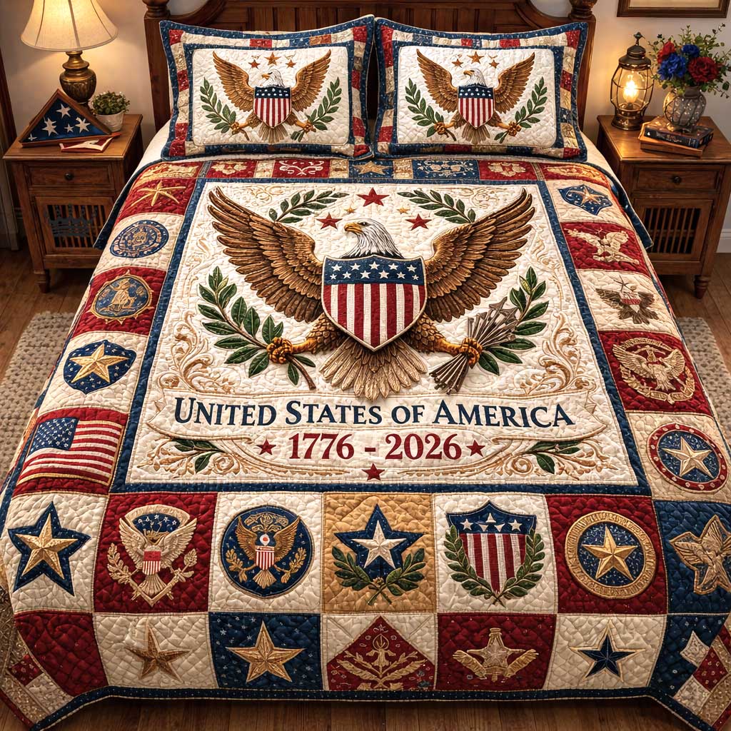 Liberty Spirit 3-Piece Quilted Bedding Set GFTOMA10049